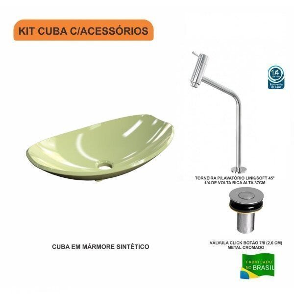 Kit Cuba L45 com Torneira Link 1062 Metal e Válvula Click 1''B Compace - 3