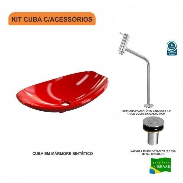 Kit Cuba L45 com Torneira Link 1062 Metal e Válvula Click 1''B Compace - 3