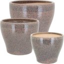 Ver imagem 1 de Jogo 3 Peças Cachepô Cerâmica Bege Decorativo Planta Vaso