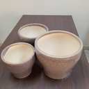 Ver mais imagens de Jogo 3 Peças Cachepô Cerâmica Bege Decorativo Planta Vaso