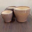 Ver imagem 6 de Jogo 3 Peças Cachepô Cerâmica Bege Decorativo Planta Vaso