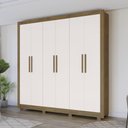 Ver imagem 1 de Guarda Roupa com 6 Portas e 2 Gavetas e Pés - Nogueira/branco