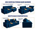 Ver imagem 5 de Sofá Cama Retrátil Reclinável 2,10m Bangkok Suede Velut Azul Marinho Molas no Assento - King
