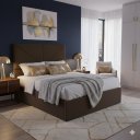 Ver imagem 1 de Cabeceira Cama Box Casal Estofada V3a Suede Marrom 1,40 Rbl