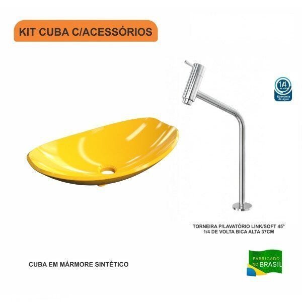 Kit Cuba L45 com Torneira Link 1062 Metal 1/4 Volta Compace - 3