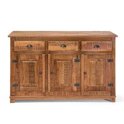 Buffet Arca Rústico Decorativo em Madeira Maciça 3 Portas e 3 Gavetas - Natural - 1