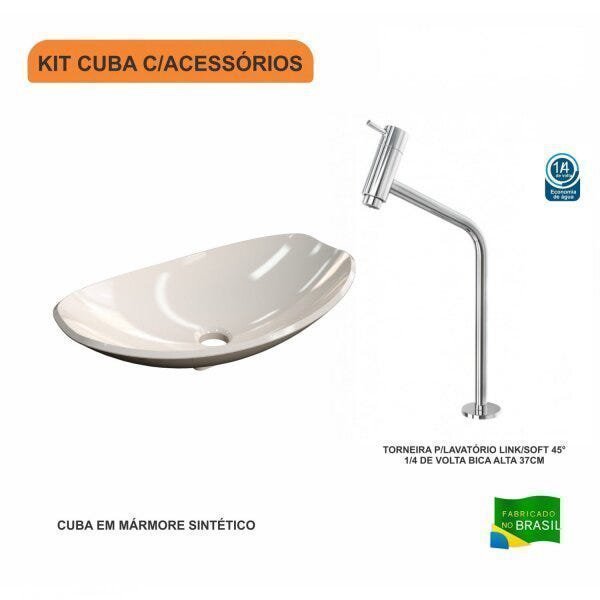 Kit Cuba L45 com Torneira Link 1062 Metal 1/4 Volta Compace - 3