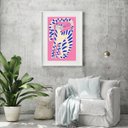 Ver imagem 2 de Quadro Abstrato Gato Rosa - 60x48cm:madeira Preta