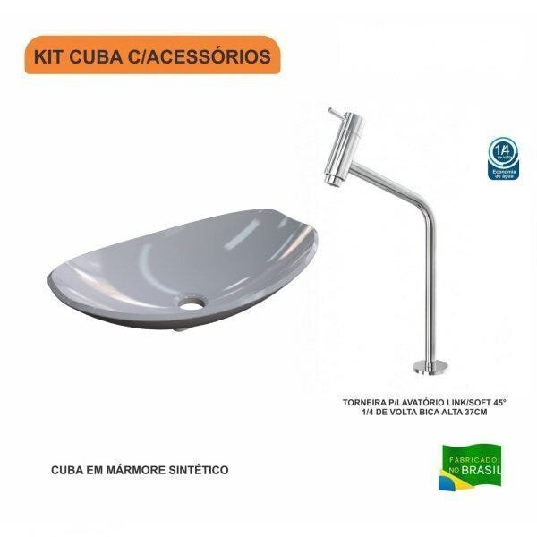 Kit Cuba L45 com Torneira Link 1062 Metal 1/4 Volta Compace - 3