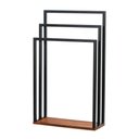 Ver imagem 1 de Suporte Porta Toalha Triplo de Chão para Banheiro Lavabo com Base em Madeira