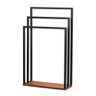 Suporte Porta Toalha Triplo de Chão para Banheiro Lavabo com Base em Madeira - 1