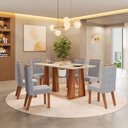 Ver imagem 6 de Mesa Karen 170 Freijó Off White com Kit 6 Cadeiras Sara Freijó Linho Neblina-DJ Móveis