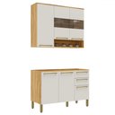 Ver imagem 1 de Cozinha Compacta Napoli 6 Portas 2 Gavetas 100% Mdf com Vidro Amêndoa/off White - Rio Doce