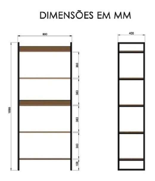 Estante Industrial Premium De Metal Madeira Organizador Home Office AJL STORE - 5