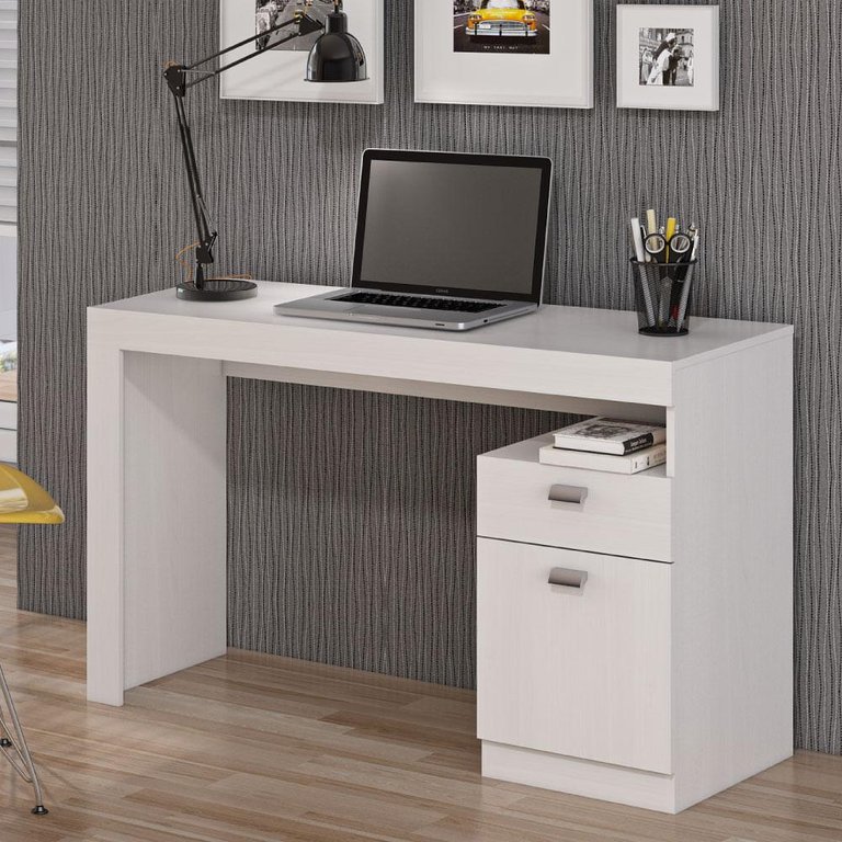 Escrivaninha Melissa com 1 Porta e 1 Gaveta - Branco Escrivaninha Melissa com 1 Porta e 1 Gaveta - Branco