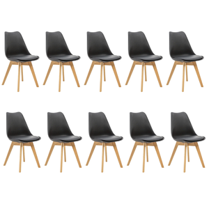 Kit 10 Cadeiras Estofadas Saarinen Wood Pés de Madeira Preto