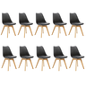 Kit 10 Cadeiras Estofadas Saarinen Wood Pés de Madeira Preto - 1