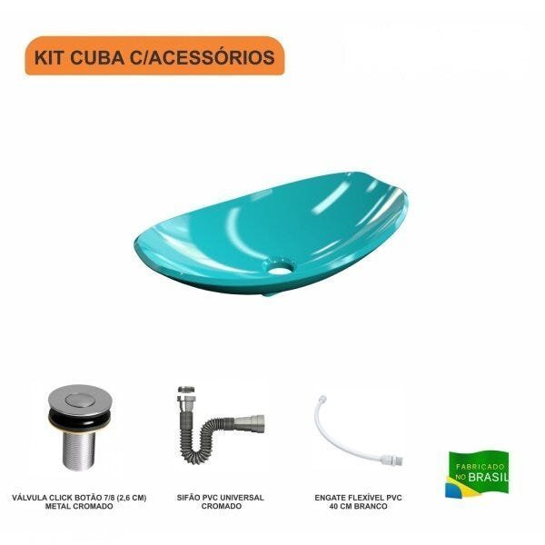 Kit Cuba L45 com Válvula Click 1"B + Sifão Cromado e Flexível Compace - 3