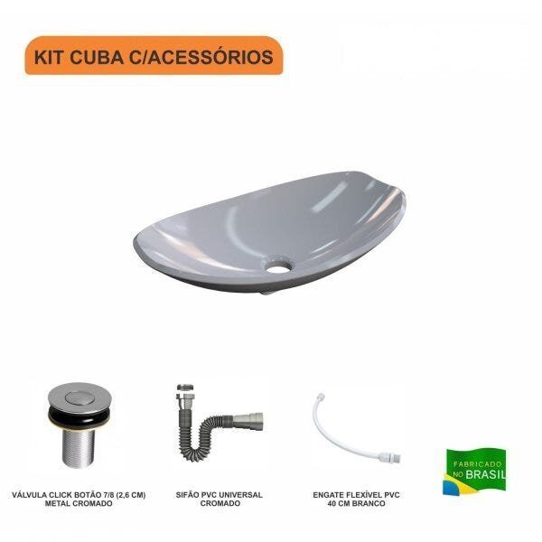 Kit Cuba L45 com Válvula Click 1"B + Sifão Cromado e Flexível Compace - 3