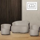 Ver imagem 2 de Namoradeira 2 Lugares e 2 Poltronas Orgânica Beatriz Suede Bege/sintético Marrom - Divalê Shop
