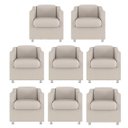 Ver imagem 1 de Kit 8 Poltronas Decorativa Reforçada Recepção Clinica Salão Suede:bege