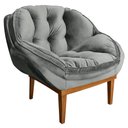 Ver imagem 3 de Kit 2 Poltronas Decorativa Marcela Veludo Cinza Base Madeira Castanho - Pallazio