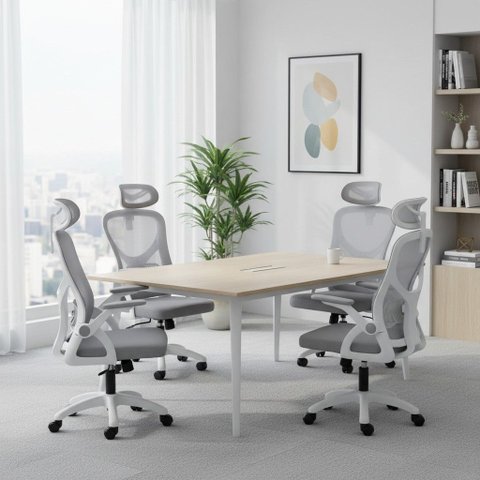 Kit 4 Cadeiras Escritório Presidente Home Office Mesh Columbus Rivatti