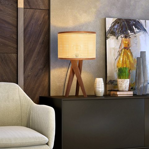 Abajur De Mesa Paris Para Quarto Retro Cúpula Indiana Luxo - Palha/Dourado