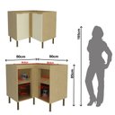 Ver imagem 4 de Balcão de Canto em L com 2 Portas e 2 Prateleiras 90cm Nature Arenas