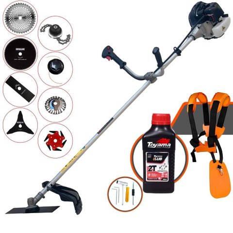 Roçadeira Anmax Cg430b À Gasolina 43cc 1,7hp + 6 Facas + Escova + Óleo Toyama 2 Tempos