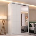 Ver imagem 1 de Guarda Roupa South em Mdf 146,5x218cm 2 Portas com Espelho Branco 9319