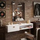 Ver imagem 3 de Bancada Balcão Auxiliar Suspensa 1 Porta Produtos Profissionais Barbearia Salão de Beleza Estética