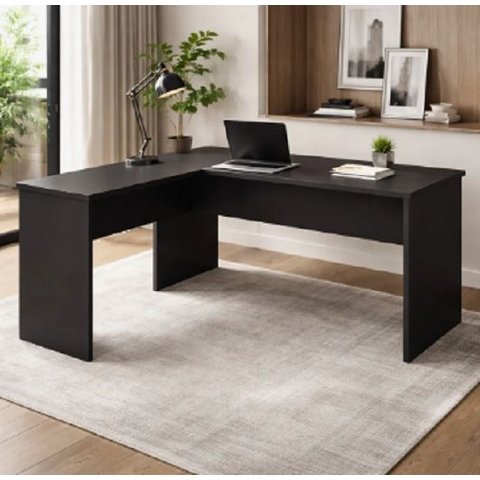 Mesa L Savoia 170x160cm Mdp Tampo 40mm Escrivaninha Preto