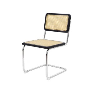 Cadeiras de Jantar Cesca Preta sem Braço Madeira Base Cromada