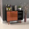 Aparador Buffet Balcão 2 Portas e 2 Nichos Retrô para Sala de Jantar Preto com Cobre - 4