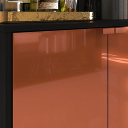 Aparador Buffet Balcão 2 Portas e 2 Nichos Retrô para Sala de Jantar Preto com Cobre - 5