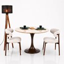 Ver imagem 2 de Mesa de Jantar Saarinen Redondo 110 cm Tampo Mármore Taj Mahal Base Laca Marrom Cacau