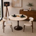 Ver imagem 3 de Mesa de Jantar Saarinen Redondo 110 cm Tampo Mármore Taj Mahal Base Laca Marrom Cacau
