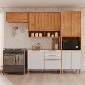 Cozinha Modulada 4 Peças com Torre Quente para Forno ou Microondas