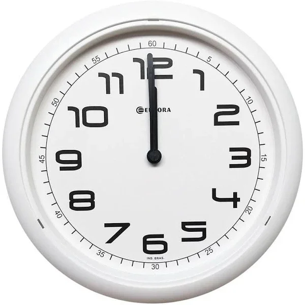 Relógio de Parede Eurora Cozinha Sala Branco 6517