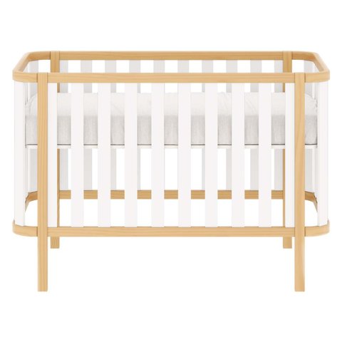 Berço de Madeira 2 em 1 Linha Softy Móveis Quater 92x136x77 cm (a X L X P) - Cor Branco com Carvalho