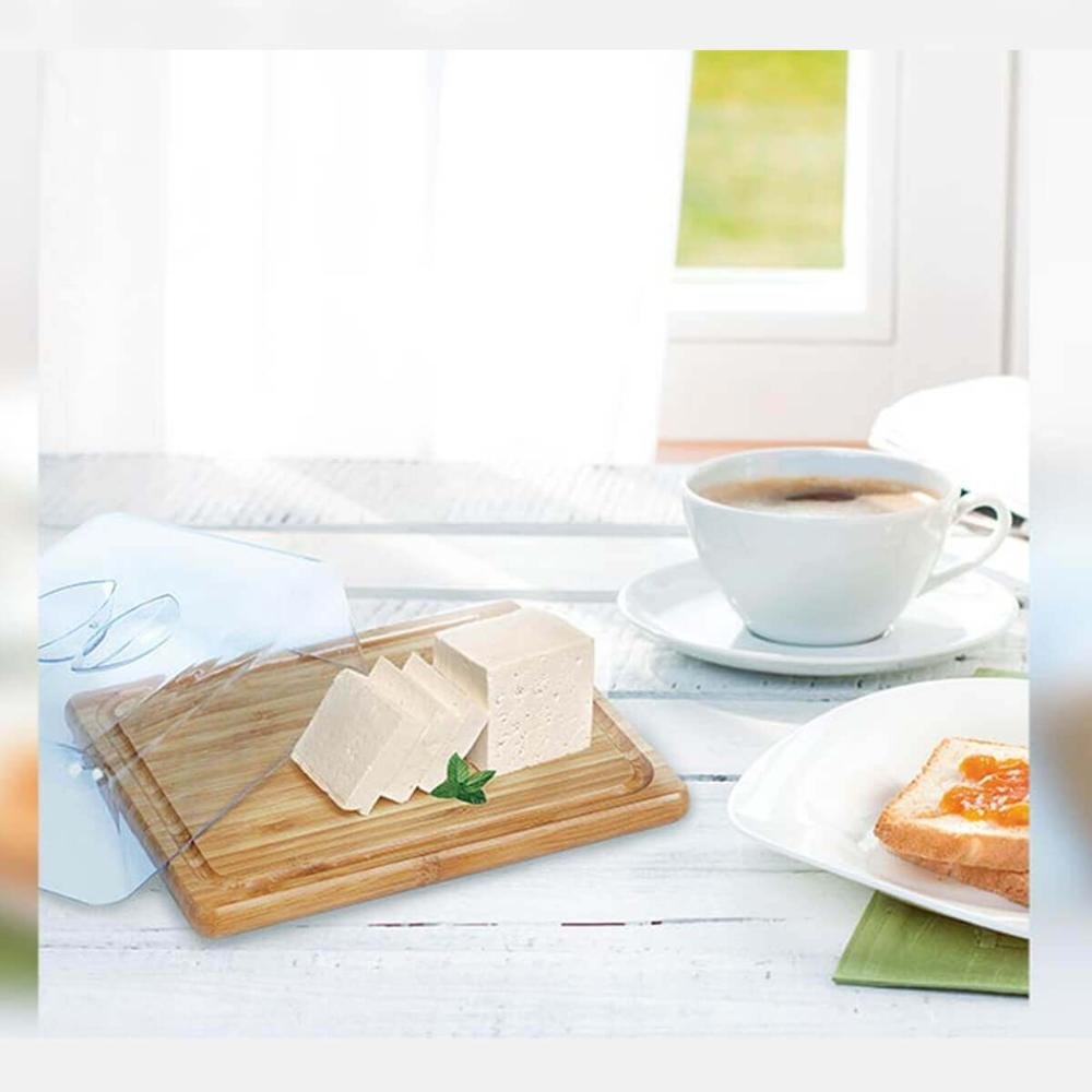 Conjunto Migalheira de Pão em Madeira e Porta Frios de Bambu com Tampas Mesa Posta Café - 3