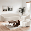 Ver imagem 1 de Kit Sofá 3 Lugares 180cm e 2 Poltronas Orgânico Luxo Recepção Sala de Estar e Tv Amore Linho Bege- M