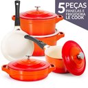 Ver imagem 1 de Conjunto de 5 Panelas de Cerâmica Laranja Indução Le Cook