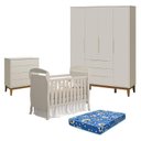 Ver imagem 1 de Quarto de Bebê 4 Portas com Cômoda Gaveteiro Elfe Classic e Berço Americano Danny Areia Acetinado