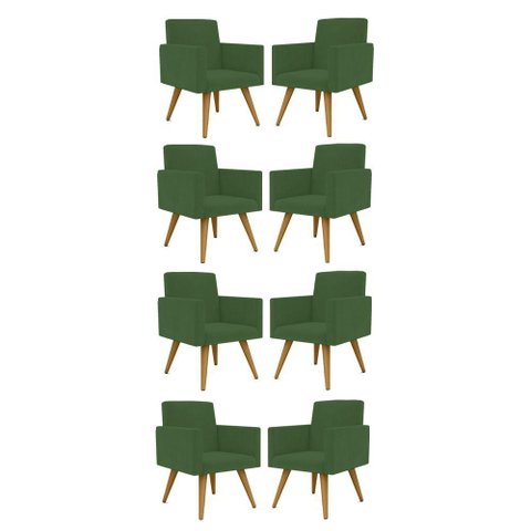 Kit 08 Cadeiras Poltronas Decorativa - Escritório - Recepção Cor:verde