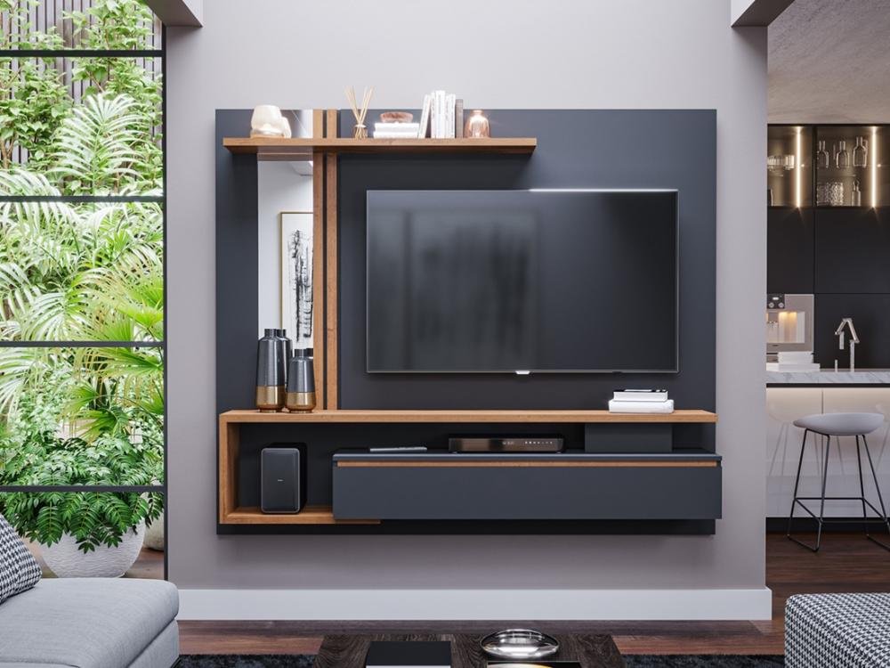 Painel Tv 60 Polegadas Treviso Chumbo Savana Permobili | MadeiraMadeira