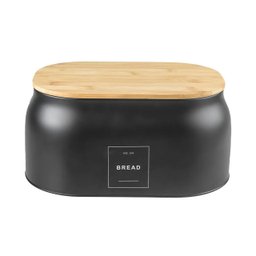 Porta Pão Black em Metal com Tampa Bambu ou - 2