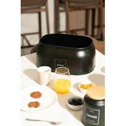 Porta Pão Black em Metal com Tampa Bambu ou - 1
