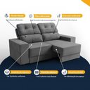 Ver imagem 3 de Sofá Retrátil e Reclinável 3 Lugares Espuma Fibra Siliconada Maringá 180cm